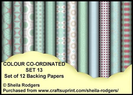 Colour Co-ordinated Set 13 - Set of 12 Backing Papers