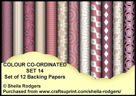Colour Co-ordinated Set 14 - Set of 12 Backing Papers