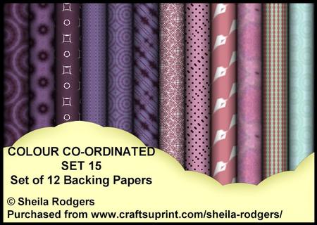 Colour Co-ordinated Set 15 - Set of 12 Backing Papers