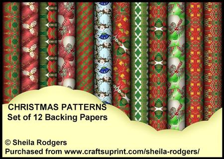 Christmas Patterns - Set of 12 Backing Papers