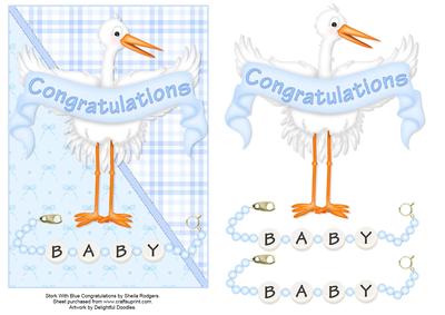 Stork with Blue Congratulations