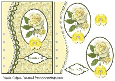 Framed Lemon Rose with Pearls