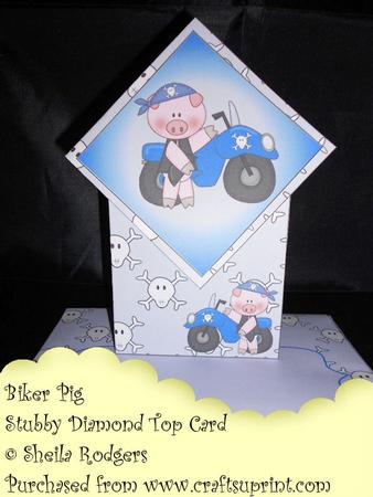 Stubby Diamond Top Card - Biker Pig