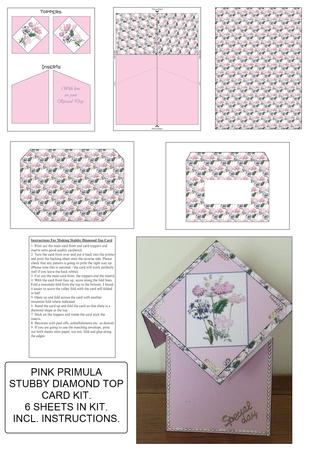 Pink Primula Stubby Diamond Top Card Kit