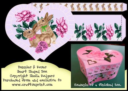 Heart Shaped Box - Bunnies & Roses
