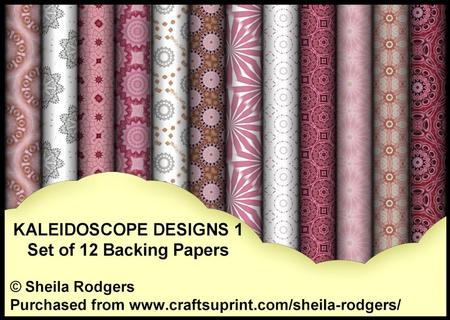 Kaleidoscope Designs 1 - Set of 12 Backing Papers