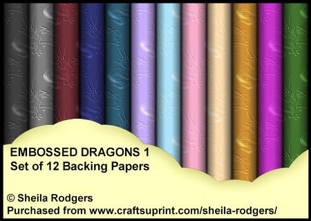 Embossed Dragons 1 - Set of 12 Backing Papers