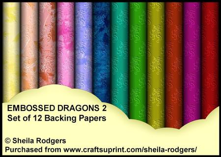 Embossed Dragons 2 - Set of 12 Backing Papers