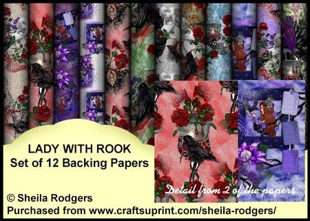 Lady with Rook - Set of 12 Backing Papers