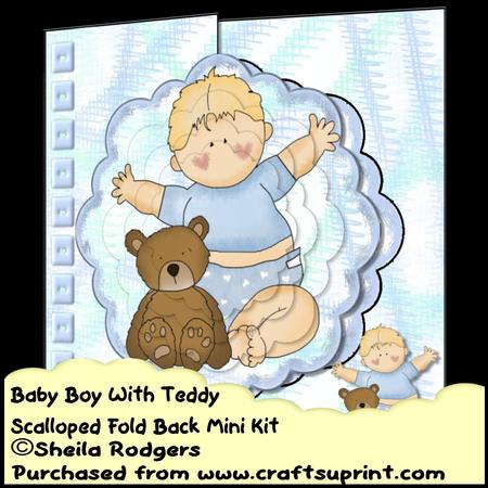 Baby Boy with Teddy Scalloped Fold Back Mini Kit