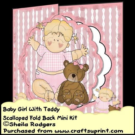 Baby Girl with Teddy Scalloped Fold Back Mini Kit