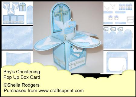 Pop Up Box Card - Boy's Christening
