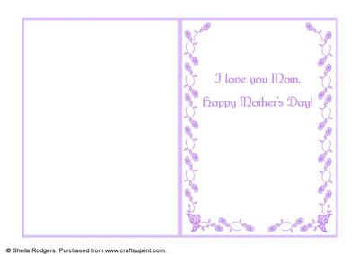 7x5 Insert - Rosebud Border Love You Mom Mothers Day