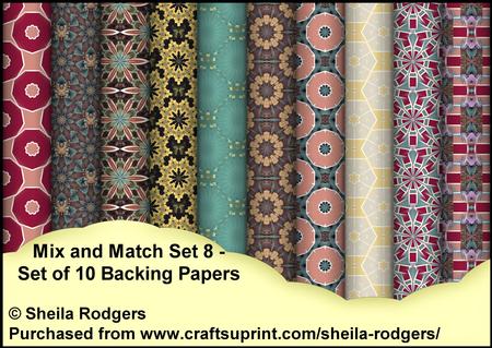 Mix and Match Set 8 - Set of 10 Backing Papers
