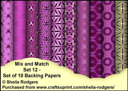 Mix and Match Set 12 - Set of 10 Backing Papers