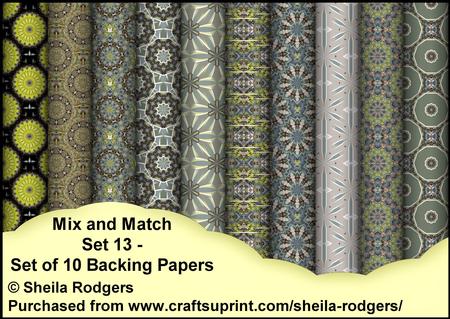 Mix and Match Set 13 - Set of 10 Backing Papers
