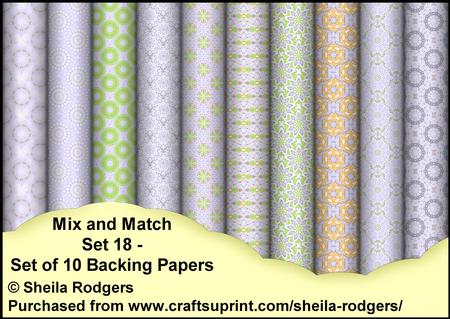 Mix and Match Set 18 - Set of 10 Backing Papers