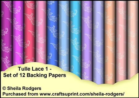 Tulle Lace 1 - Set of 12 Backing Papers