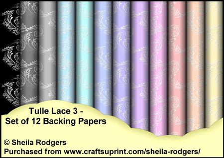 Tulle Lace 3 - Set of 12 Backing Papers