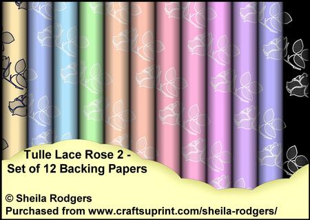 Tulle Lace Rose 2 - Set of 12 Backing Papers