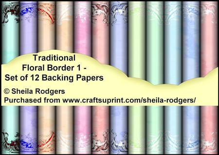 Traditional Floral Border 1 - Set of 12 Backing Papers