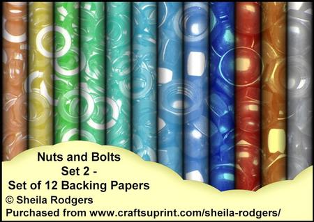 Nuts and Bolts Set 2 - Set of 12 Backing Papers