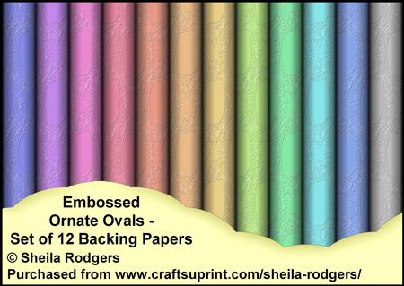 Embossed Ornate Ovals - Set of 12 Backing Papers