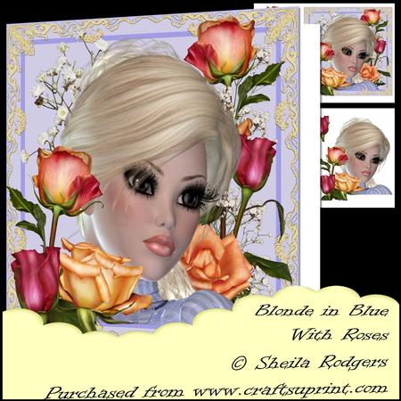 Blonde in Blue with Roses