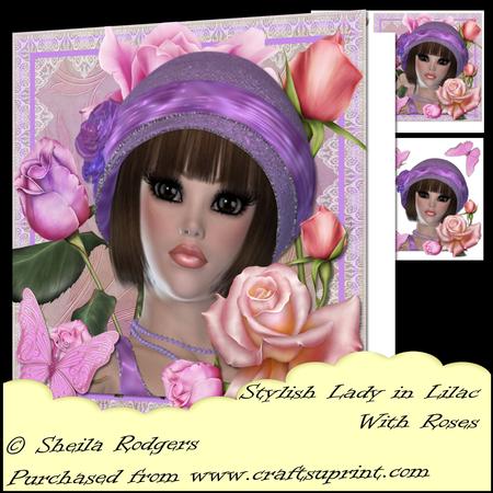 Stylish Lady in Lilac with Roses