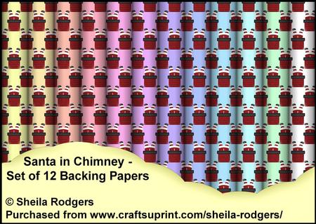 Santa in Chimney - Set of 12 Backing Papers