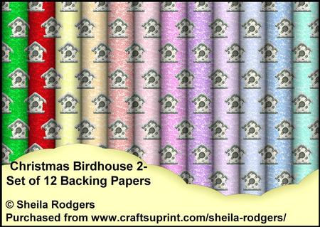 Christmas Birdhouse 2 - Set of 12 Backing Papers