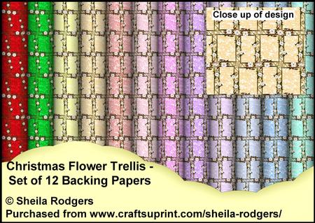 Christmas Flower Trellis - Set of 12 Backing Papers