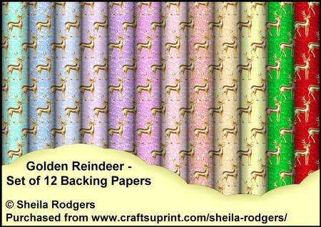 Golden Reindeer - Set of 12 Backing Papers