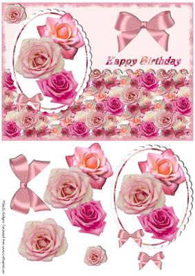 Pretty Pink Roses on Scalloped Oval