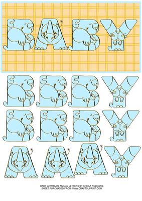 Baby with Blue Animal Letters