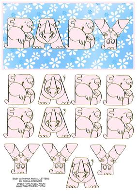 Baby with Pink Animal Letters