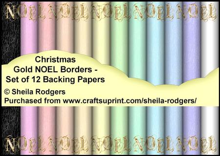 Christmas Gold Noel Borders - Set of 12 Backing Papers