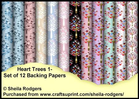 Heart Trees 1 - Set of 12 Backing Papers