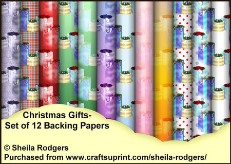 Christmas Gifts - Set of 12 Backing Papers