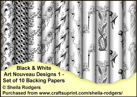 Black and White Art Nouveau Designs 1