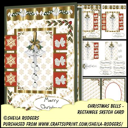 Rectangle Sketch Card - Christmas Bells