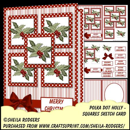 Squares Sketch Card - Polka Dot Holly