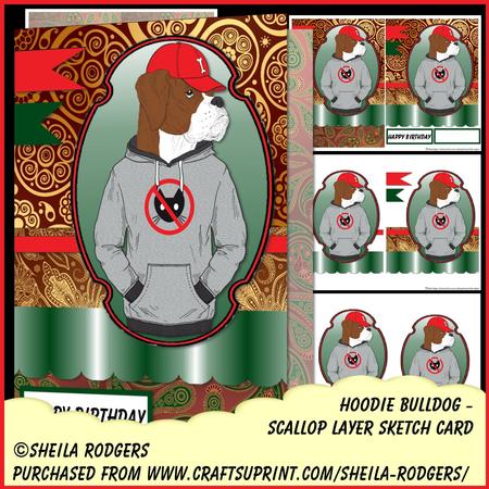 Scallop Layer Sketch Card - Hoodie Bulldog