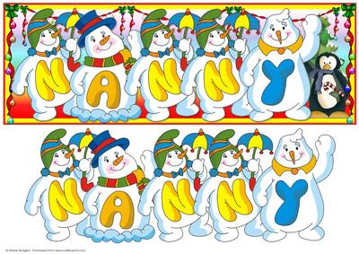 Snowmen Names Large Dl - Nanny