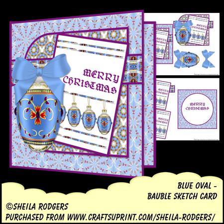 Bauble Sketch Card - Blue Oval