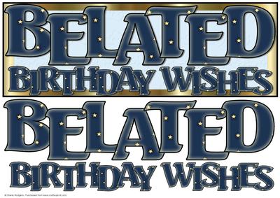 Belated Birthday Wishes - Blue Embossed Hearts