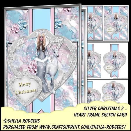Heart Frame Sketch - Silver Christmas 2
