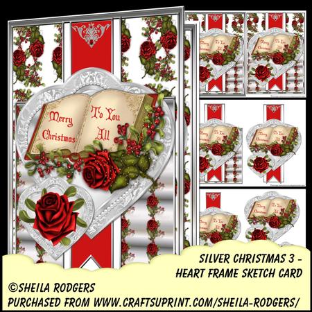Heart Frame Sketch - Silver Christmas 3