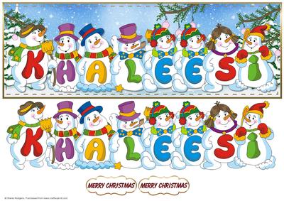 Snowmen Names Large Dl - Khaleesi