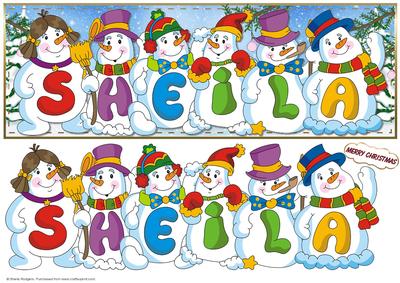 Snowmen Names Large Dl - Sheila
